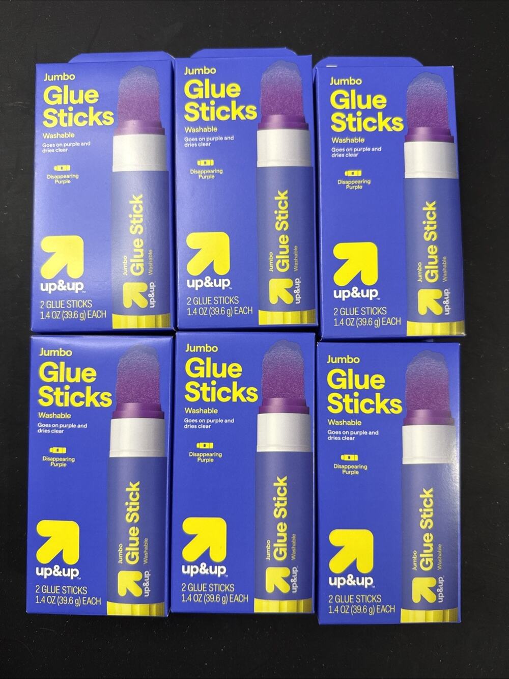 12 Jumbo Glue Sticks 6 boxes w/2 each Disappearing Purple School Student Teacher
